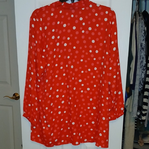 Bob Mackie Red and White Polka Dot Blouse - Picture 3 of 6